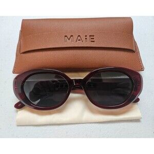 MAIE Atelier Azrou Burgundy Grey Round Sunglasses UV400 Polarised Lens